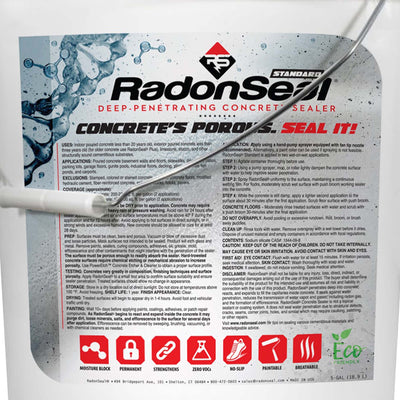 RadonSeal Outdoor/Indoor Concrete Clear Penetrating Protectant Sealer, 5 Gallon
