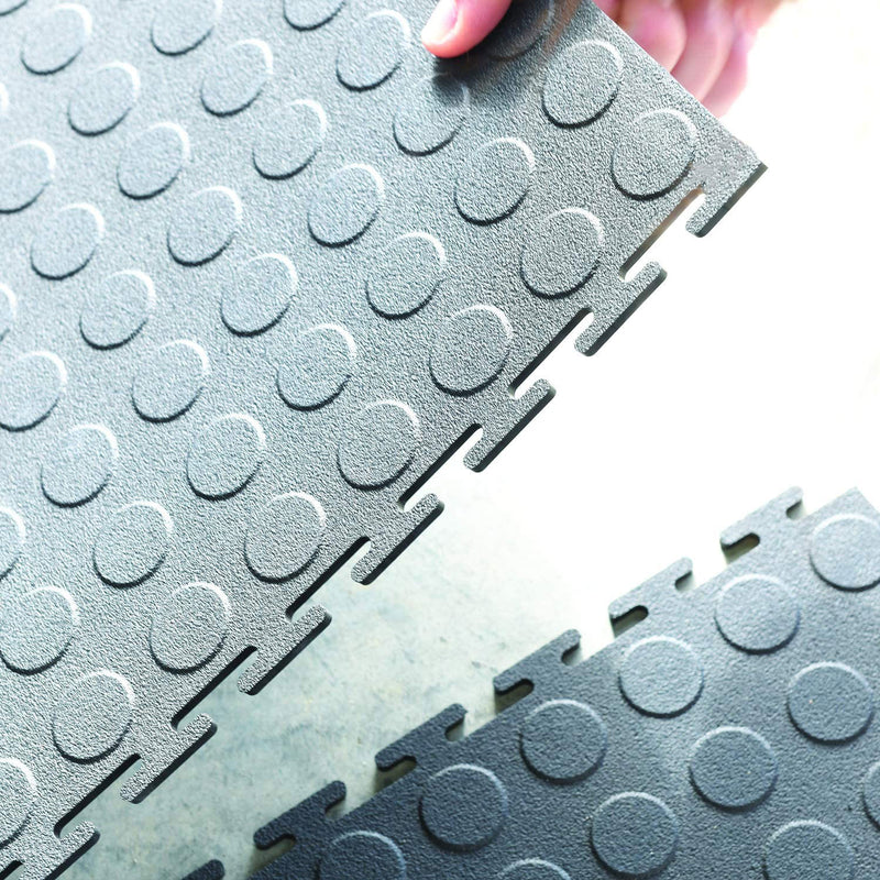 VersaTex 18 x 18 Inch Coin Top Garage Interlocking Floor Tiles, Gray (8 Pack)