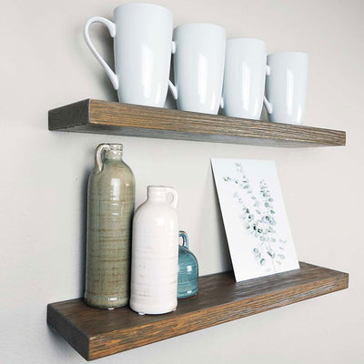 Willow & Grace Amanda 24 In Floating Wall Shelves, Rustic Grey, Set of 2 (Used)