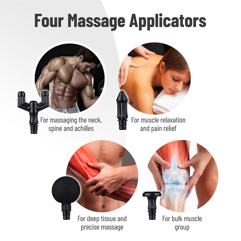 TRAKK Deep Tissue Handheld Athlete Massage Gun Therapy w/ 4 Speeds & Attachments