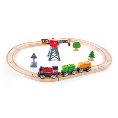 Hape Cargo Delivery Loop Railway and Train Mining Loader Set with Magnetic Crane
