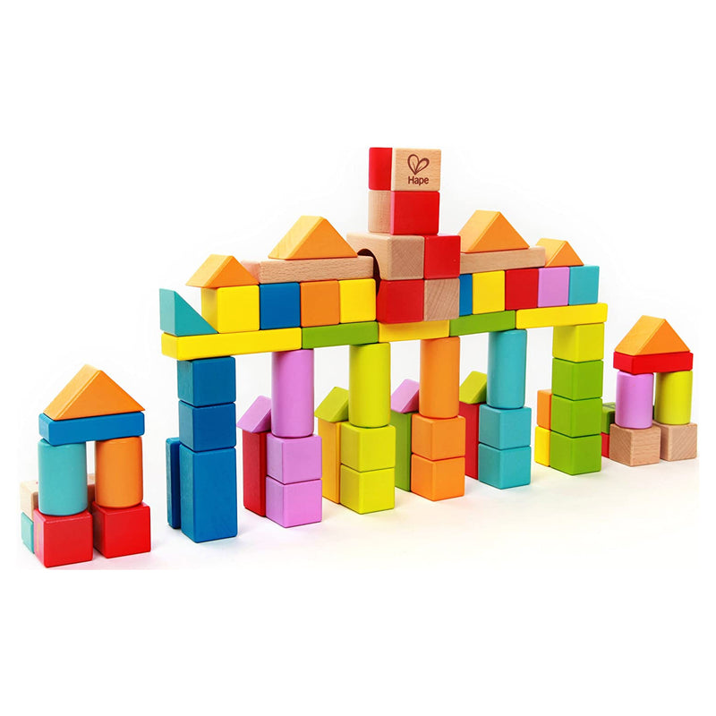 Hape Colored Stacking Blocks Solid Wooden Playset for Ages 3 and Up, 80 Pieces