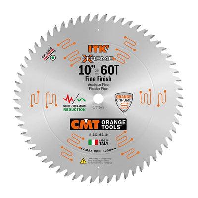 CMT USA 253.060.10 ITK Xtreme 10 In 60 Tooth Sliding Fine Finish Miter Saw Blade