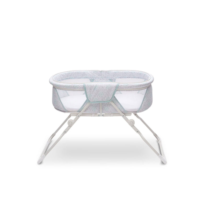 Delta Children EZ Fold Ultra Compact Travel Bassinet Baby Crib, Mirage White