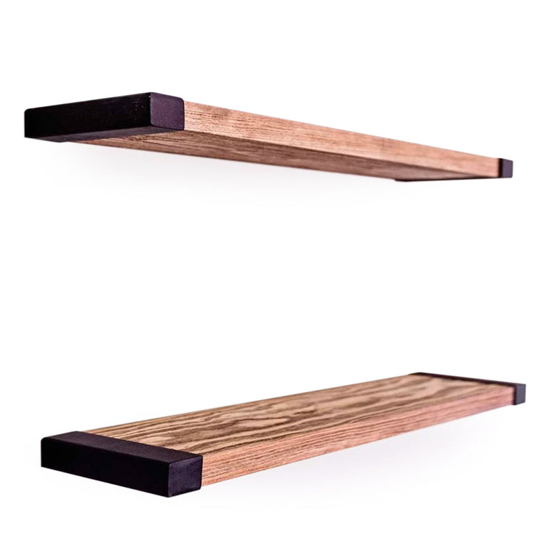 Willow & Grace Wooden Floating Shelves - Easily Mounted | Natural (36" Set of 2)