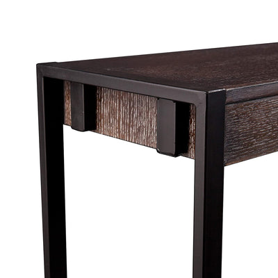 SEI Furniture Modern Metal Macen Narrow Console Sofa Table, Burnt Oak/Black