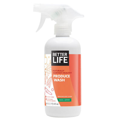 Better Life Natural Produce Wash Spray, Concentrated, Lemon Basil, 16 Ounces