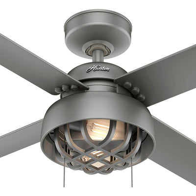 Hunter Fan Company Spring Mill 52 Inch Indoor Outdoor Ceiling Fan Light, Silver - VMInnovations
