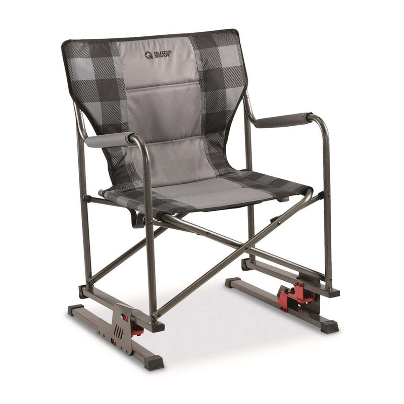 Guide Gear Oversized Bounce Folding Directors Camp Chair, Gray and Black Plaid