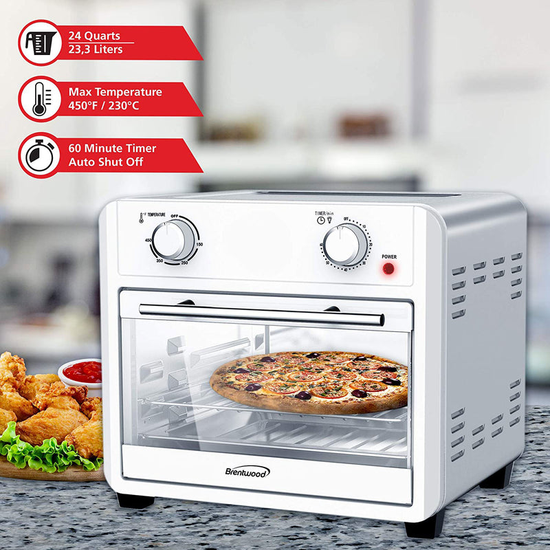 Brentwood 24 Qt Stainless Steel Convection Air Fryer Toaster Oven with Timer