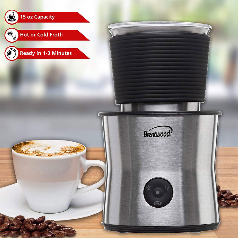 Brentwood Cordless Electric Hot/Cold Milk Frother, Warmer, & Hot Chocolate Maker