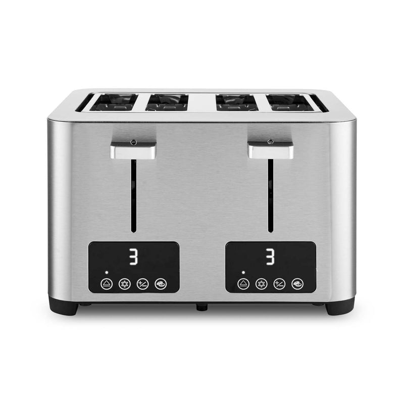 Salton 4 Slot/Slice Modern Adjustable Digital Kitchen Countertop Toaster, Silver