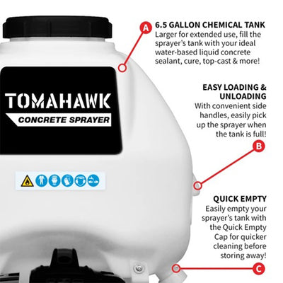 Tomahawk Power 6.5 Gallon Backpack Concrete Sprayer 0.5 GPM Gas Finishing Tool