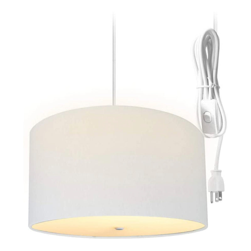 Home Concept 2 Light 16" Swag Hanging Drum Pendant with Diffuser, White Linen