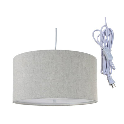 Home Concept 2 Light 14" Swag Hanging Drum Pendant w/ Diffuser, Textured Oatmeal