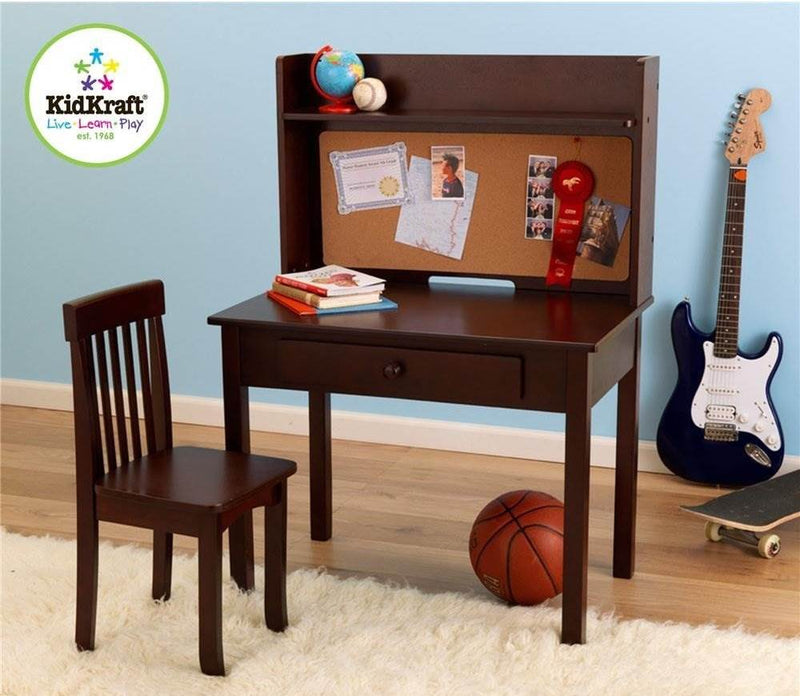 KidKraft Kids Pinboard Hutch Desk & Chair - Espresso