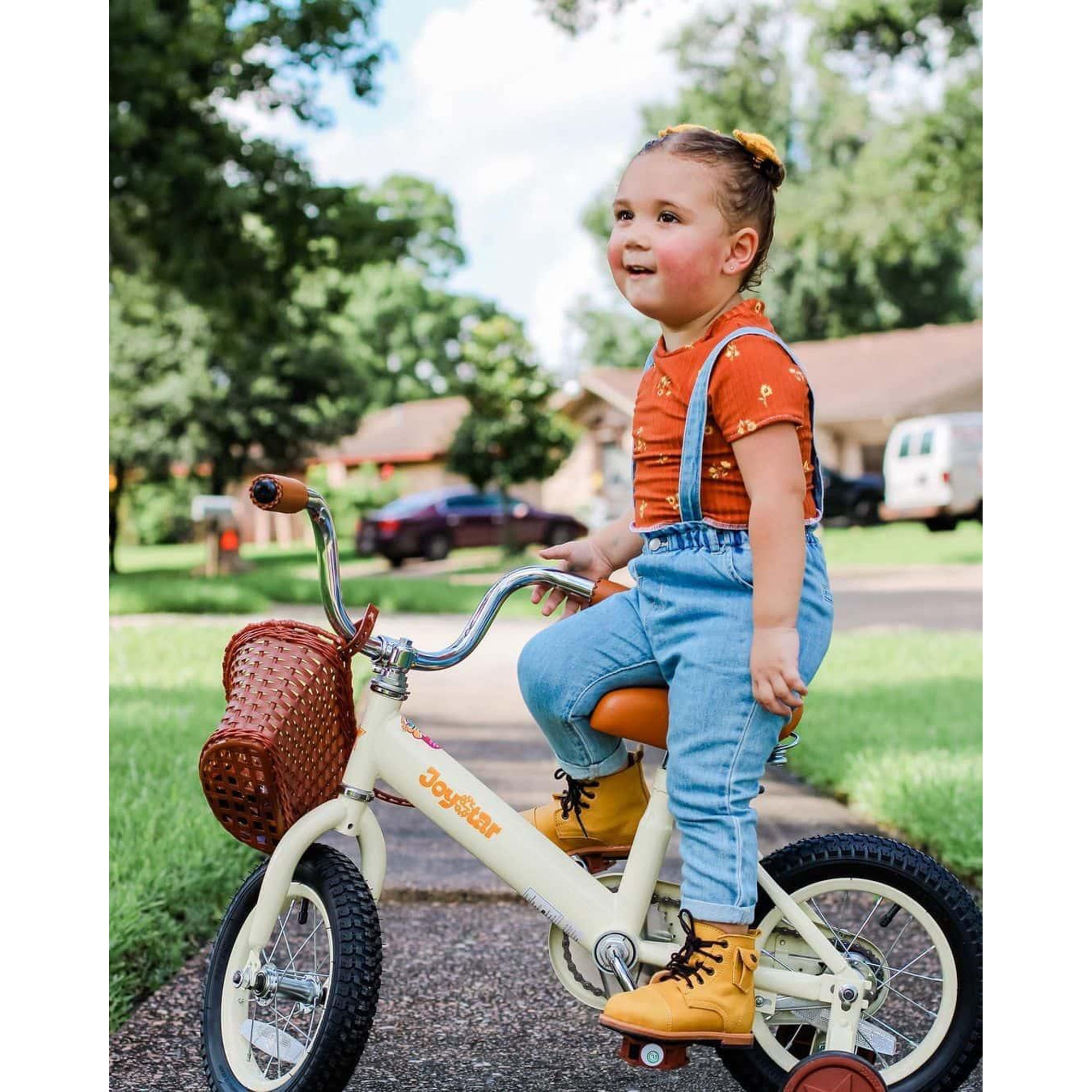 Joystar Vintage 14 Inch Ages 3-6 Kids Training Wheel Bike with Basket (Open Box) - VMInnovations