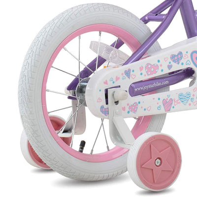 JOYSTAR Angel Kids Bike for Girls Ages 3-5 w/ Training Wheels, 14 Inch, Purple