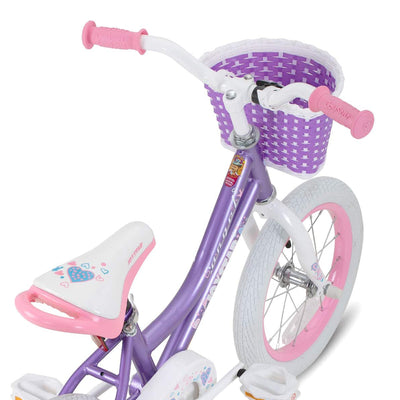 Joystar Angel Girls 18 In Kids Bike w/ Training Wheels, Ages 5-9, Pink & Purple
