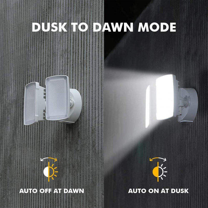 Lutec Outdoor Dual Head Floodlight Home Security Motion Sensor Light, White