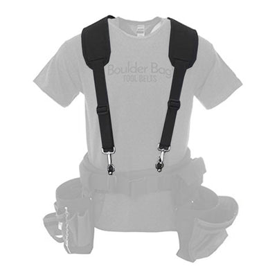 Boulder Bag Comfort Padded Suspenders with 3 Point Attachment Metal Hooks, Black