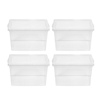 IRIS USA 65 Quart Snap Top Stackable Clear Plastic Storage Box Container, 4 Pack