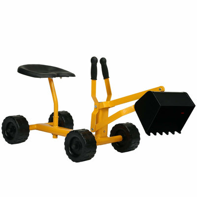 TOBBI Outdoor Steel Sand Digger Ride On Construction Sandbox Scooper Toy, Yellow