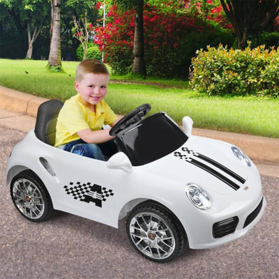 TOBBI 6V Realistic Kids Electric Battery Powered Ride On Luxury Toy Car, White