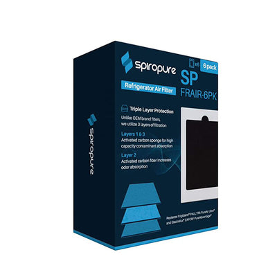 SpiroPure SP-FRAIR-6PK Refrigerator Replacement Carbon Air Filters (6 Pack)