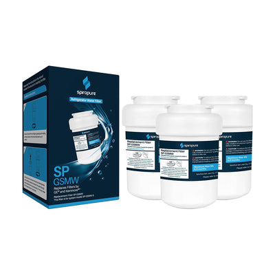 SpiroPure SP-GSMW-3PK Certified Refrigerator Water Filter Replacement, 3 Pack