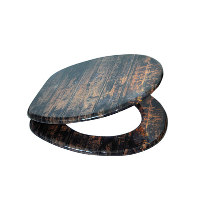 Round Soft Close Adjustable Toilet Seat, Vintage Wood (Used)