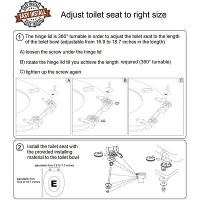 Sanilo Elongated Soft Close Wood Adjusting Toilet Seat, Energy Stones (Open Box)