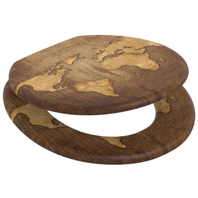 Sanilo 158 Soft Slow Close Round Molded Wood Adjustable Toilet Seat, World Map