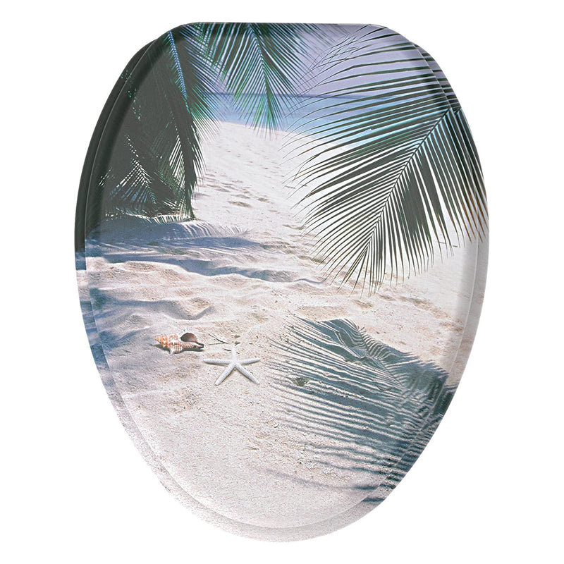 Sanilo 189 Elongated Soft Close Molded Wooden Adjusting Toilet Seat, Beach Sand