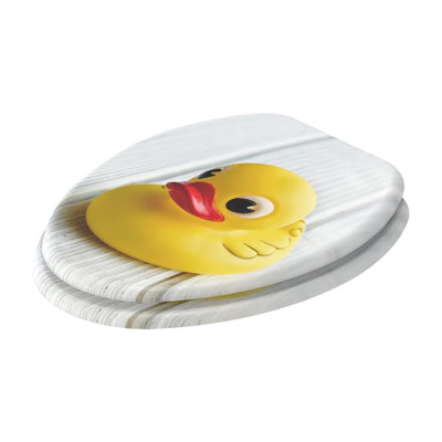 Sanilo 198 Elongated Soft Close Molded Wood Adjustable Toilet Seat, Rubber Duck
