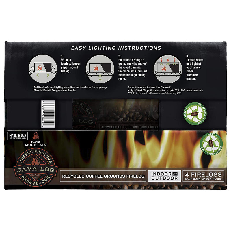 Royal Oak Pine Mountain Java Log Recycled Coffee Grounds Fire Log Replacement