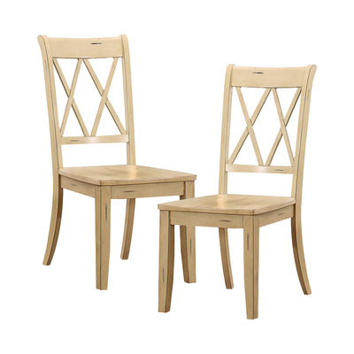 Homelegance Janina Wood Cross Back Dining Room Chairs (Set of 2), Buttermilk