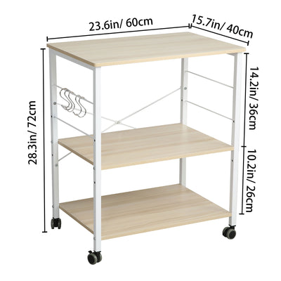 Somdot Baker's Rack 23.6 Inch Kitchen Utility 3 Tier Microwave Stand, Natural