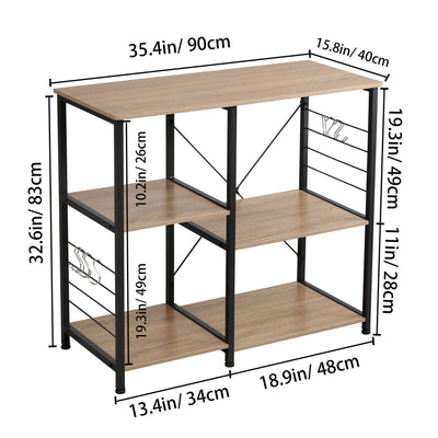 Somdot Baker's Rack 35.4 Inches Utility Double 3 Tier Microwave Stand, Walnut