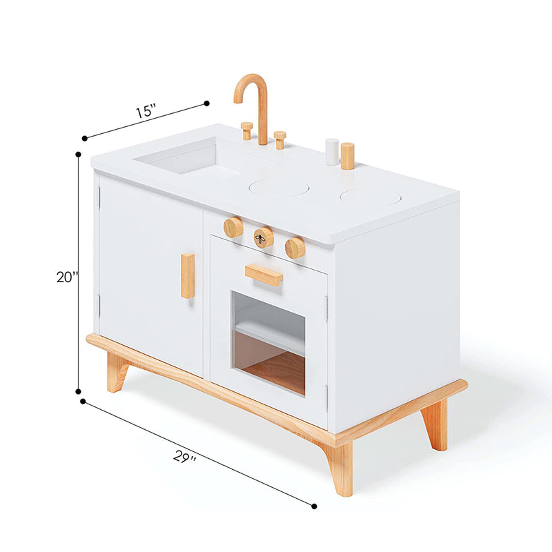 Be Mindful Kids Wooden Kitchen Playset with Sink and Oven for Boys and Girls