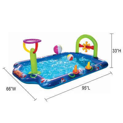 Banzai Big Splash Inflatable Play Center Pool with Beach Balls and Toss Rings