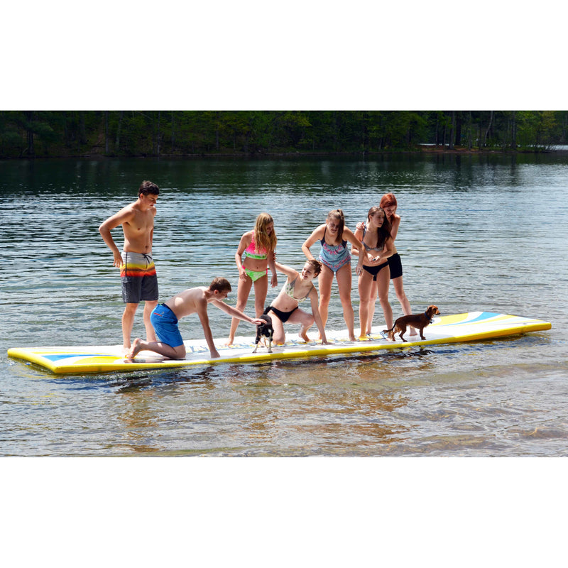 RAVE Sports Water Whoosh 20 Foot Inflatable Floating Mat Platform with Air Pump