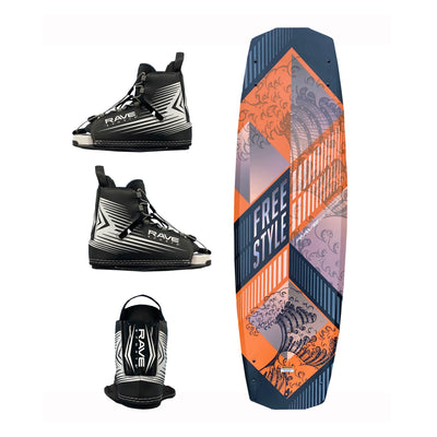 Rave Sports 02979 Freestyle Wakeboard with Bindings Package, Adult Sized, Orange