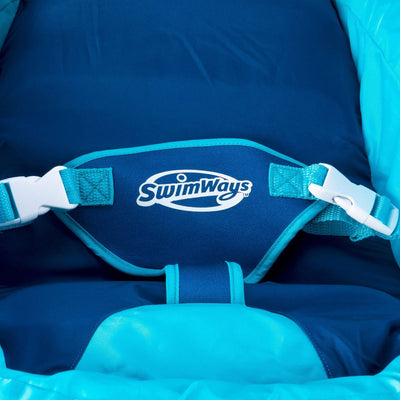 SwimWays Infant Baby Spring Float with Protective Adjustable Sun Canopy, Blue