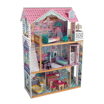 KidKraft Annabelle Large Wooden Play Dollhouse w/ 17 Furniture Accessories, Pink