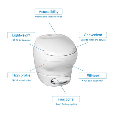 Thetford Aqua Magic Bravura High Profile RV Toilet with Hand Sprayer, White