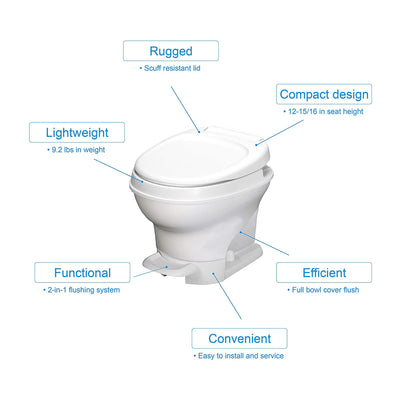 Thetford Aqua Magic V RV Pedal Flush Low Profile Toilet w/ Hand Sprayer, White
