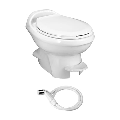 Thetford Aqua Magic Plus Residence RV Low Profile Toilet w/ Hand Sprayer, White