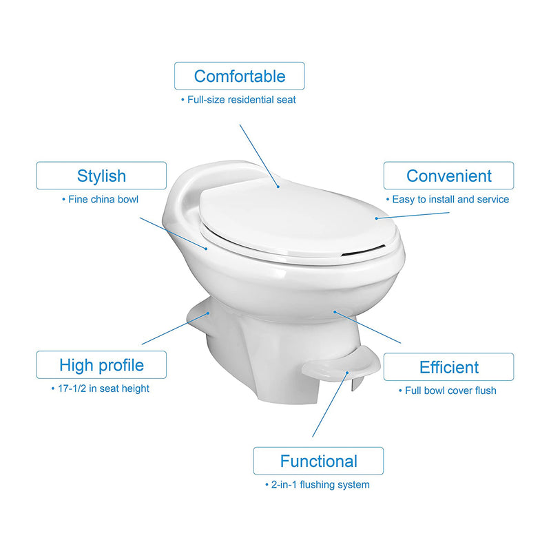 Thetford Aqua Magic Plus RV Low Profile Toilet w/ Hand Sprayer, White (Open Box)