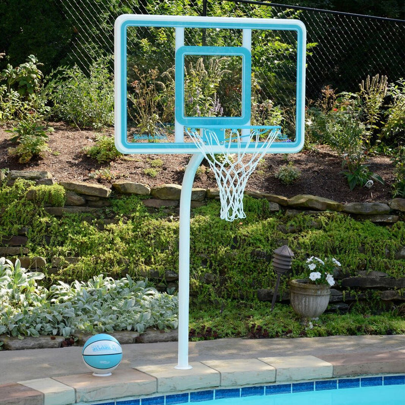 Dunn-Rite Deck Shoot 18" Stainless Steel Poolside Basketball Hoop & Ball, Clear